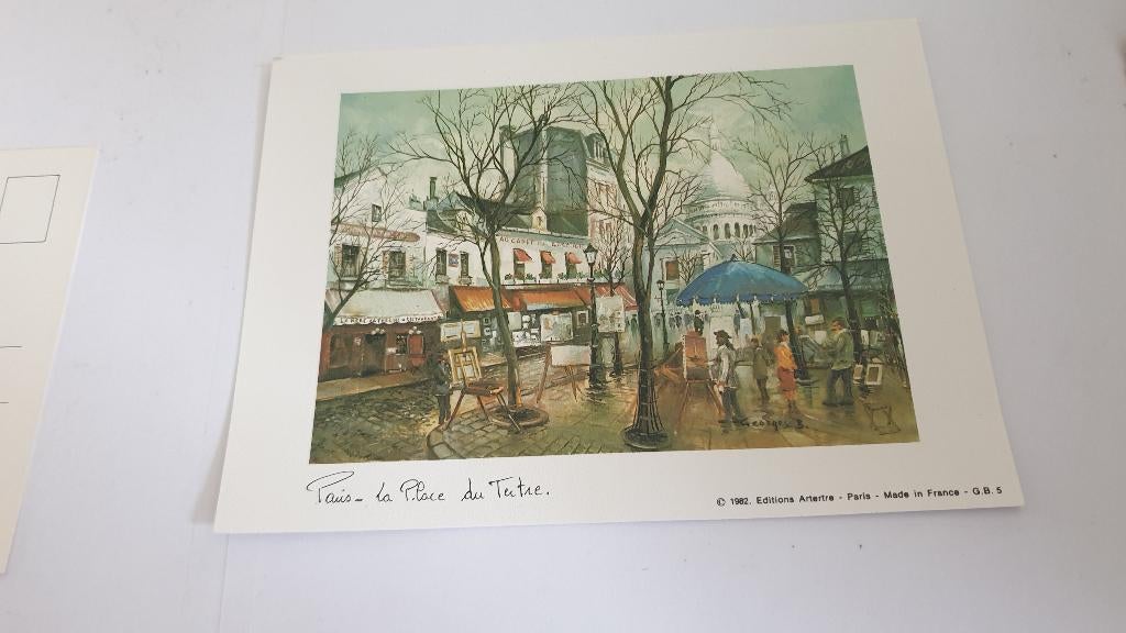 1565 repro lithograph print paris la place du tertre, Antiek en Kunst, Verzenden