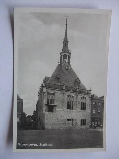 P233 Schoonhoven - Stadhuis, Verzamelen, Ansichtkaarten | Nederland, Verzenden, 1940 tot 1960, Gelopen, Zuid-Holland