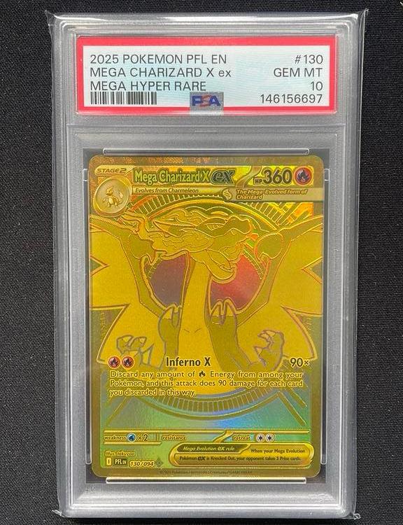 Mega Charizard EX #130 PFL PSA 10, Ophalen of Verzenden, Zo goed als nieuw