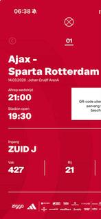 Ajax - Sparta ticket (1), Tickets en Kaartjes, Losse kaart, Eén persoon, Maart