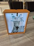 houten licht blok met afbeelding zebra / zebra lamp, Ophalen of Verzenden, Minder dan 50 cm