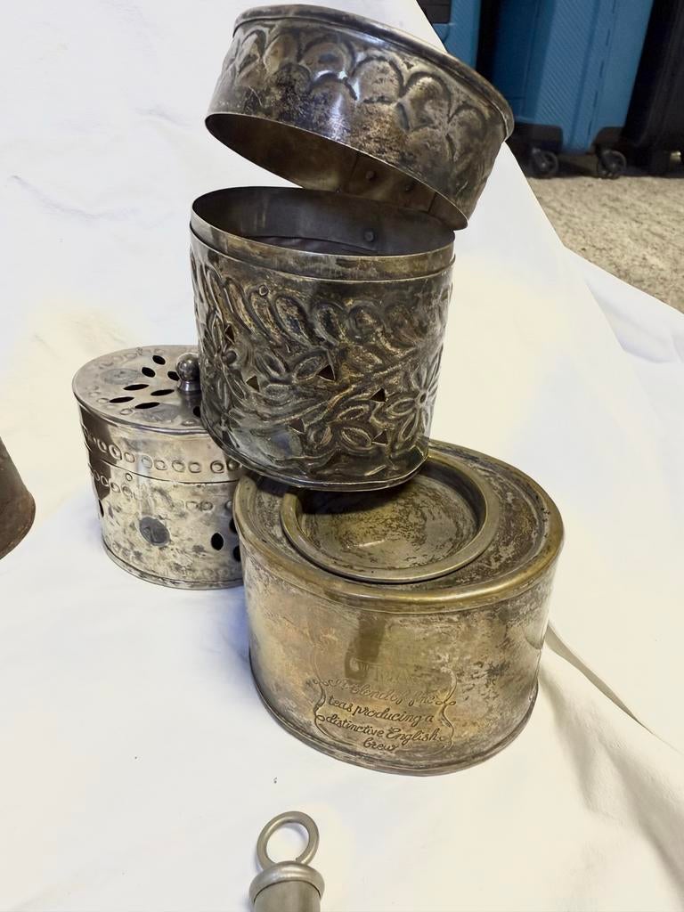3 Verzilverde potjes - Decoratieve set, Antiek en Kunst, Antiek | Goud en Zilver, Ophalen, Zilver