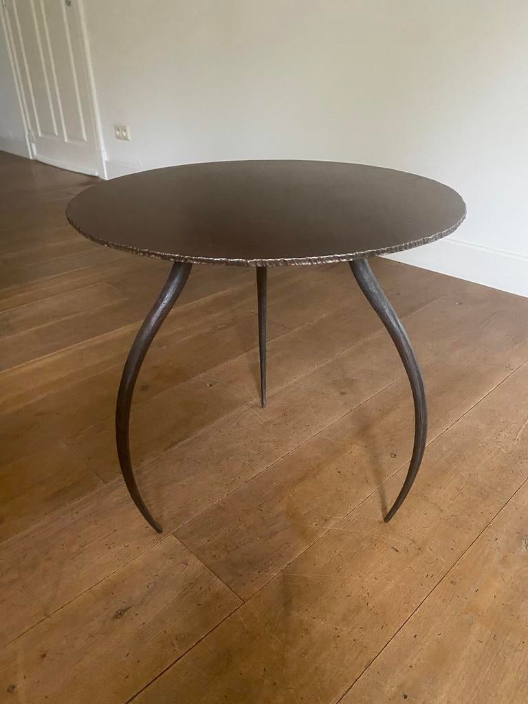 2 Unieke Handgesmede Bijzettafels - Bart van Bekhoven, 45 tot 60 cm, Minder dan 55 cm, Gebruikt, Metaal of Aluminium