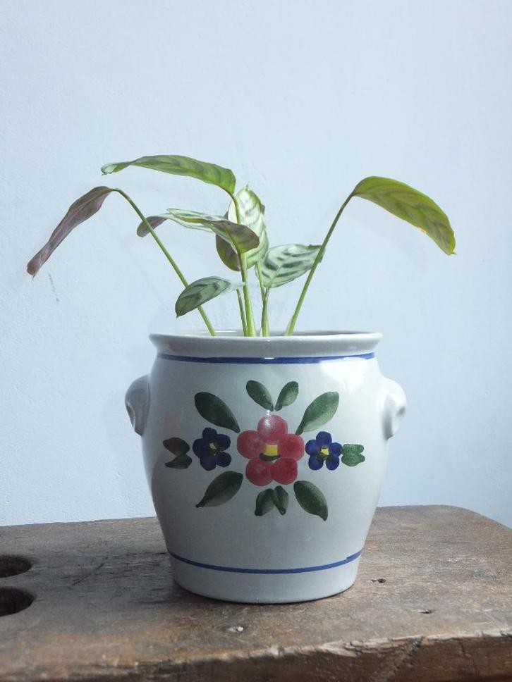 vintage grijsblauw bloem-, cactuspotje Germany met verzenden, Huis en Inrichting, Woonaccessoires | Overige, Verzenden