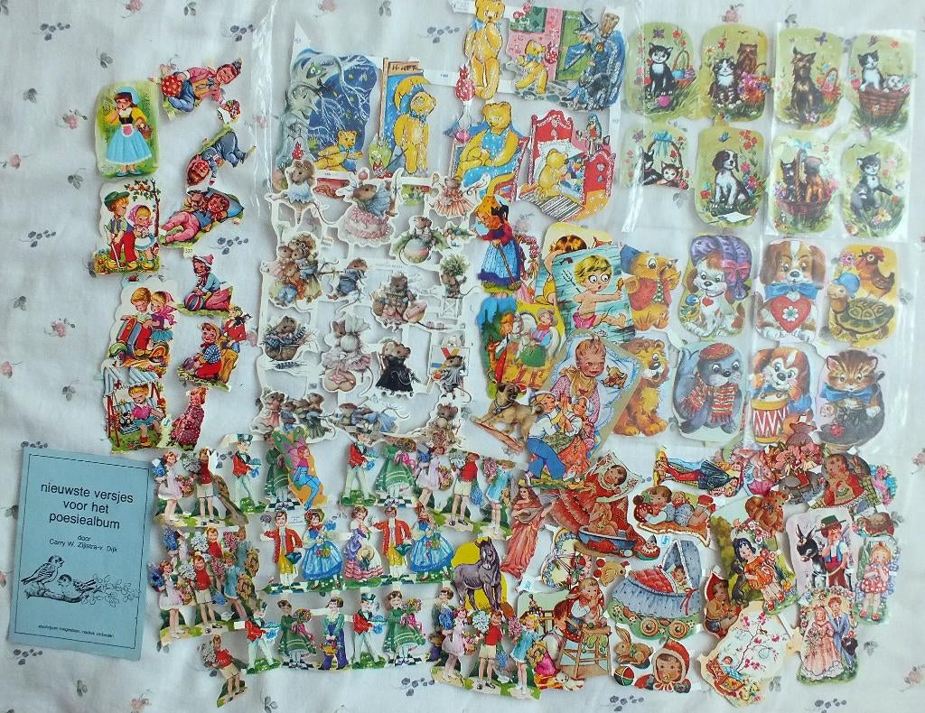 ca. 100 oudere poesieplaatjes/varia/met poesie versjesboekje, Verzamelen, Poesieplaatjes, Ophalen of Verzenden