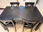 Ikea Bjursta uitklapbare eettafel met 4 Ingolf stoelen, Ophalen, Gebruikt, Vier personen, Rechthoekig