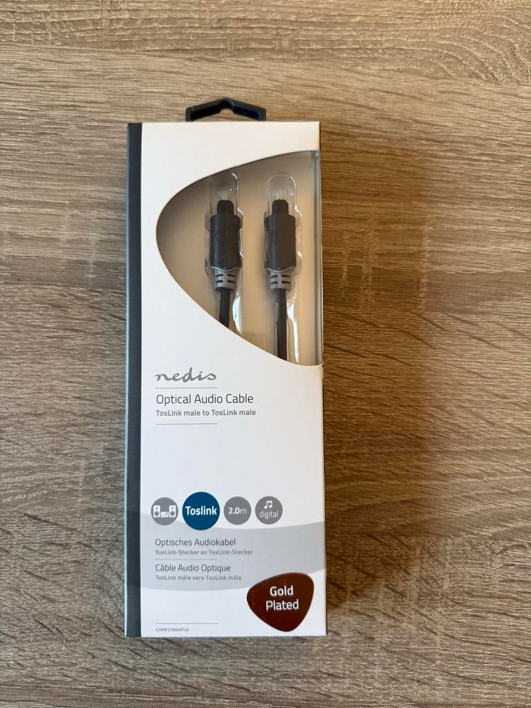 Nedis Optische Audiokabel TosLink 2.0m, Ophalen of Verzenden, Nieuw