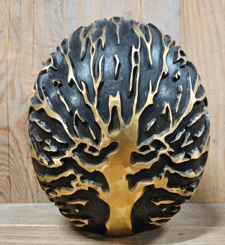 Grote BRONZEN URN / grafdecoratie / LEVENSBOOM, Huis en Inrichting, Woonaccessoires | Overige, Nieuw, Ophalen of Verzenden