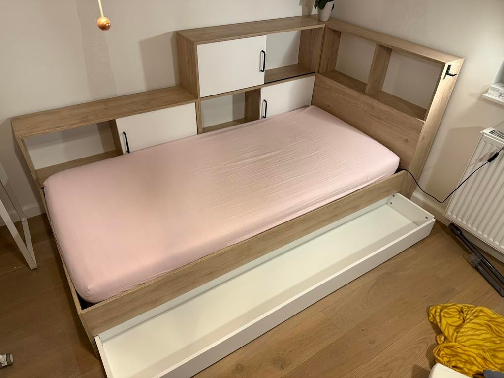 Complet bed met lade, Ophalen, Gebruikt, 90 cm, Eenpersoons