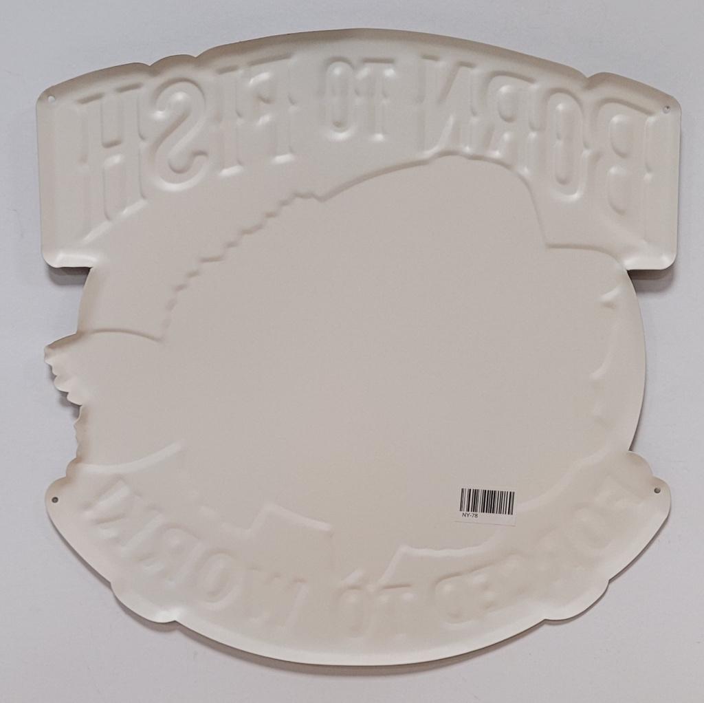 Born to fish vissen relief reclamebord van metaal wandbord, Info@deconoord.nl, Deco Noord, Nieuw, Ophalen of Verzenden