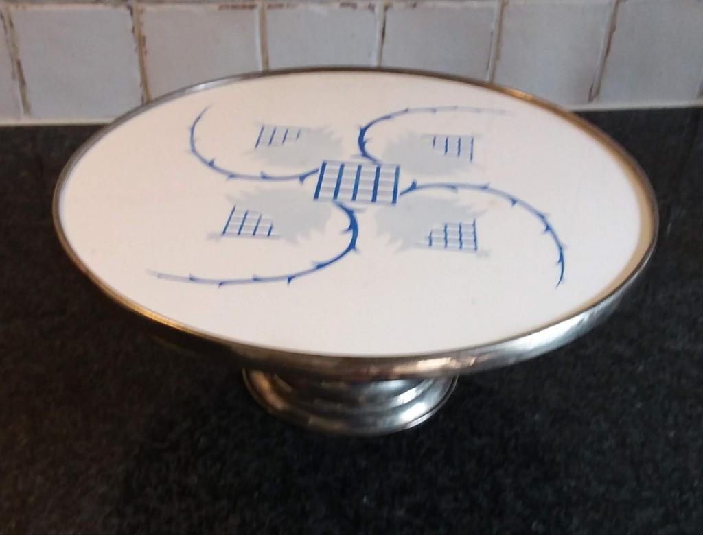 Oude keramische etagere gebaks/taart schaal, Ophalen of Verzenden