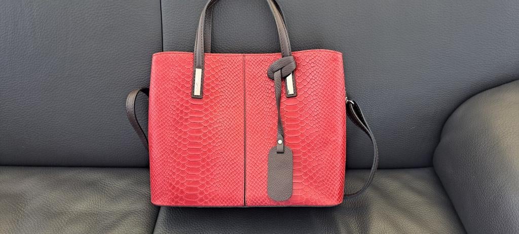 Roberta M. handtas rood met slangenprint, Ophalen of Verzenden