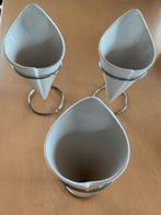 Porseleinen frietbakjes met houder, Ophalen of Verzenden, Zo goed als nieuw, Porselein, Overige typen