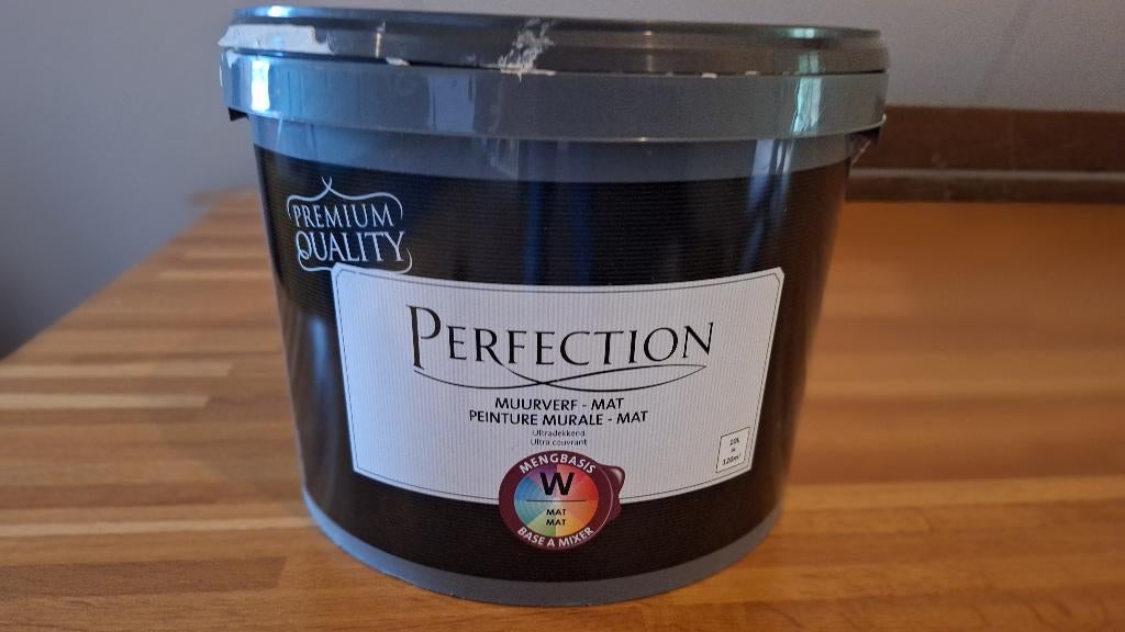 Muurverf Perfection beige mat 9 liter, Ophalen, 5 tot 10 liter, Beige, Nieuw