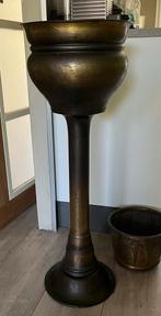 Antieke Piëdestal met Pot - Koper/Brons, Ophalen, Koper