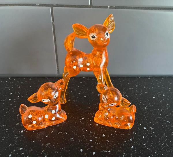 Vintage lucite hertjes, Verzenden, Gebruikt, Dier