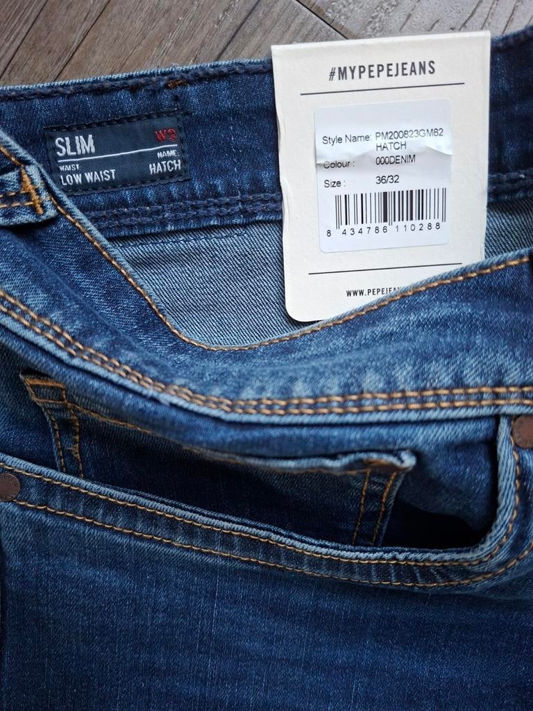 PEPE JEANS Hatch slimfit jeans W36 L32, W36 - W38 (confectie 52/54), Blauw, Nieuw, Ophalen of Verzenden