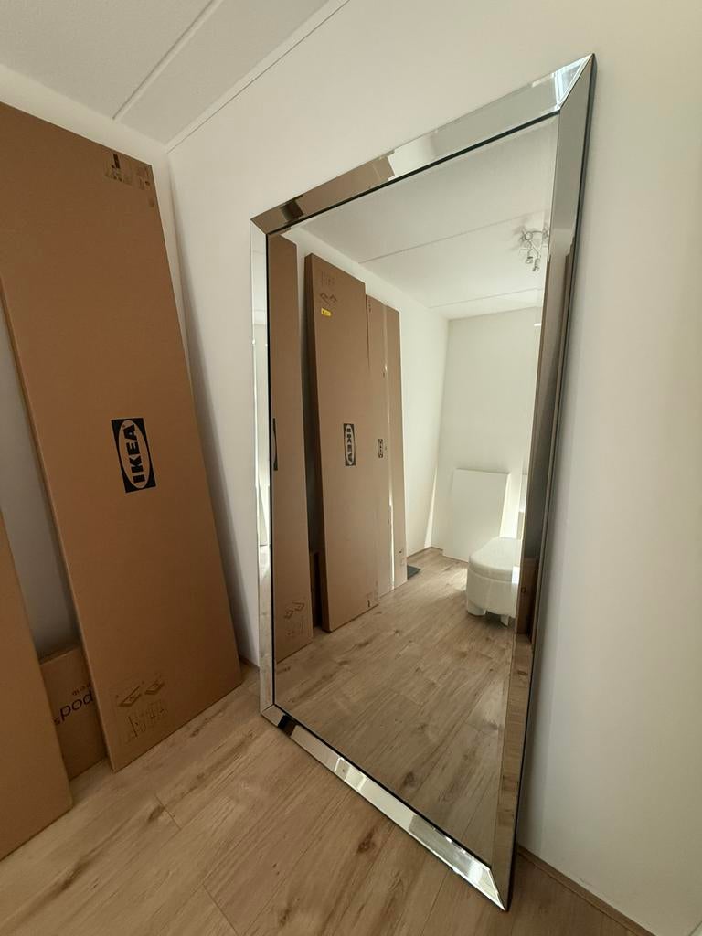 Spiegel met spiegelrand, Huis en Inrichting, Woonaccessoires | Spiegels, 200 cm of meer, 125 cm of meer, Ophalen of Verzenden
