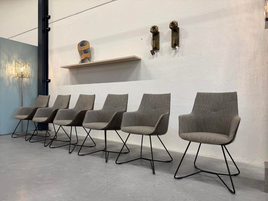 6 Nieuw De Toekomst Quinty eetkamerstoel leer stof Design, Bruin, Nieuw, Ophalen of Verzenden, Vijf, Zes of meer stoelen