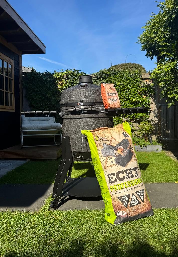 Kamado BBQ - 49 cm - Premium & Compleet!  22 inch, Tuin en Terras, Houtskoolbarbecues, Ophalen of Verzenden, Nieuw, Met accessoires