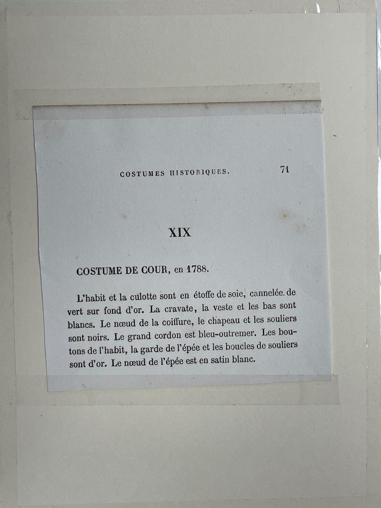 1852 Oud kostuum / Franse - In leuke lijst UNIEK - P0667-04, Antiek en Kunst, Ophalen of Verzenden, Ets, 1700 - 1799