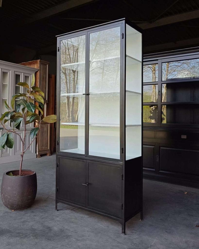 Prachtige metalen apothekerskasten | Dokterskast zwart #6766, Huis en Inrichting, Kasten | Vitrinekasten, Niet ingevuld, Gebruikt