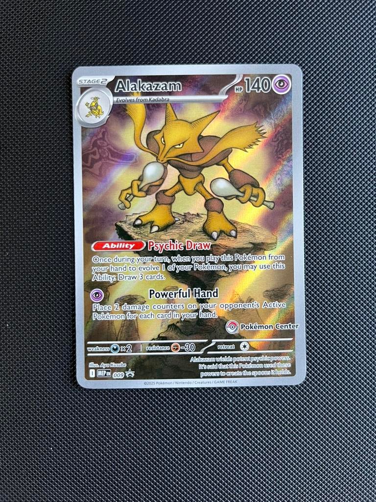 MEP 009 Alakazam Pokemon Center promo, Ophalen of Verzenden, Zo goed als nieuw