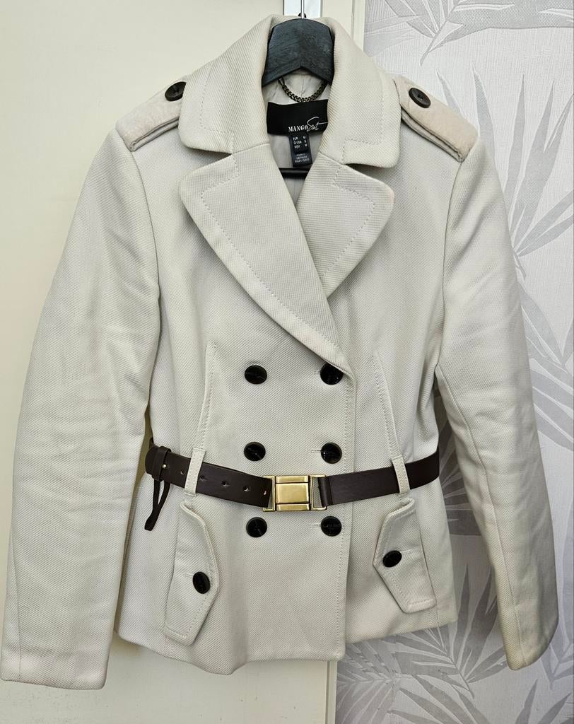 MANGO beige mantel met riem, maat S/M, Kleding | Dames, MANGO, Beige, Ophalen of Verzenden, Zo goed als nieuw