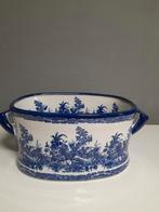 Cachepot - Blauw/Wit Decor - Hoogte 18cm, Doorsnee 35cm, Ophalen of Verzenden