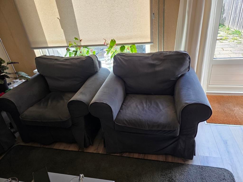 2x IKEA Ektorp fauteuils - wasbare hoezen, Ophalen, Gebruikt, 75 tot 100 cm, 100 tot 125 cm