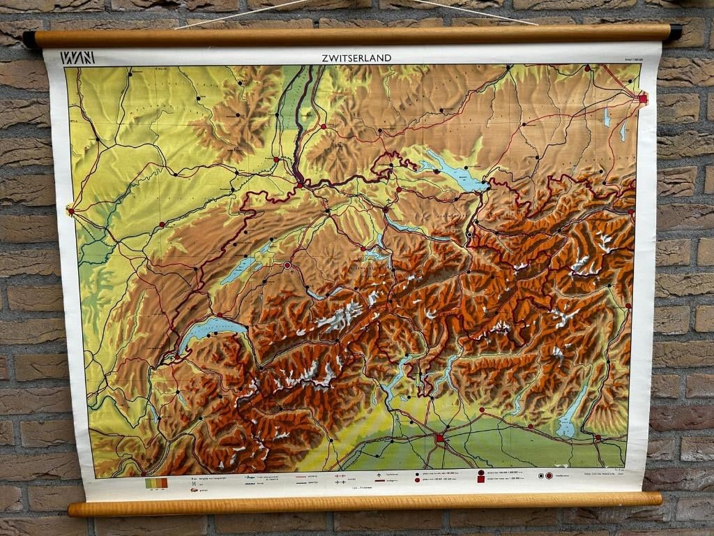 Zwitserland, Antiek en Kunst, Antiek | Schoolplaten, Ophalen of Verzenden, Aardrijkskunde