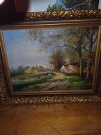 Antieke ollieverf schilderij op doek., Ophalen of Verzenden