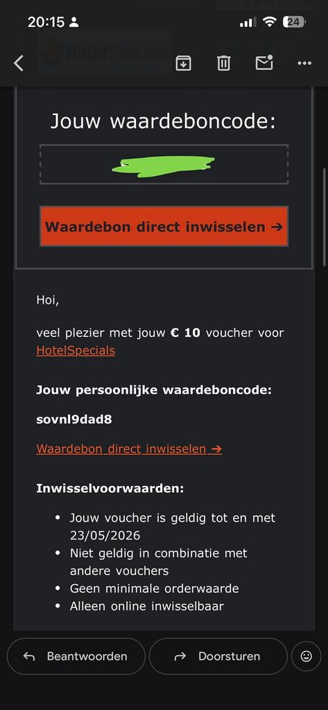 Hotelspecials kortingsbon 10 euro, Tickets en Kaartjes, Eén persoon, Cadeaubon