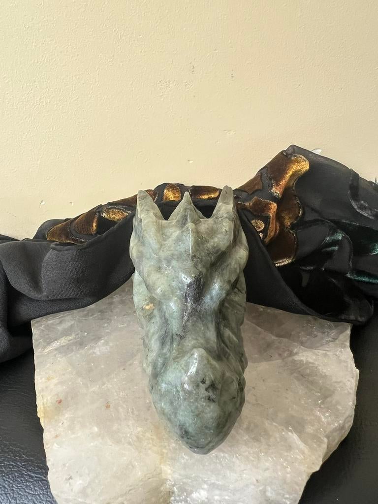 Labradoriet draak schedel skull 525 gr beschermt inzicht, Ophalen of Verzenden, Nieuw