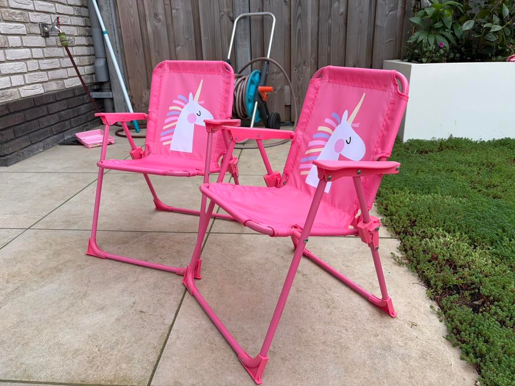 2 leuke unicorn kinder stoelen!, Tuin en Terras, Tuinsets en Loungesets, 2 zitplaatsen, Aluminium, Ophalen of Verzenden, Zo goed als nieuw
