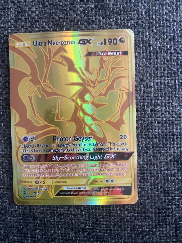 Pokémon Kaart - Ultra Necrozma GX (Goud, Foil), Ophalen of Verzenden, Gebruikt, Losse kaart, Foil