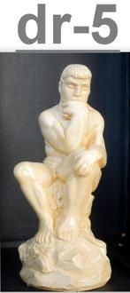 DR-5 Beeldje van Gips: De Denker van Rodin - wit gelakt, Ophalen of Verzenden, Zo goed als nieuw, Overige typen