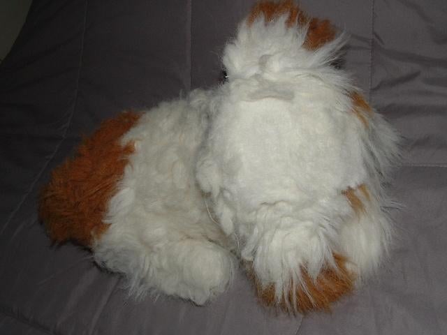 MOOIE HOND PLUCHE WOLLIG WIT/BRUIN MET HARD ZWART, Ophalen of Verzenden, Nieuw, Overige typen