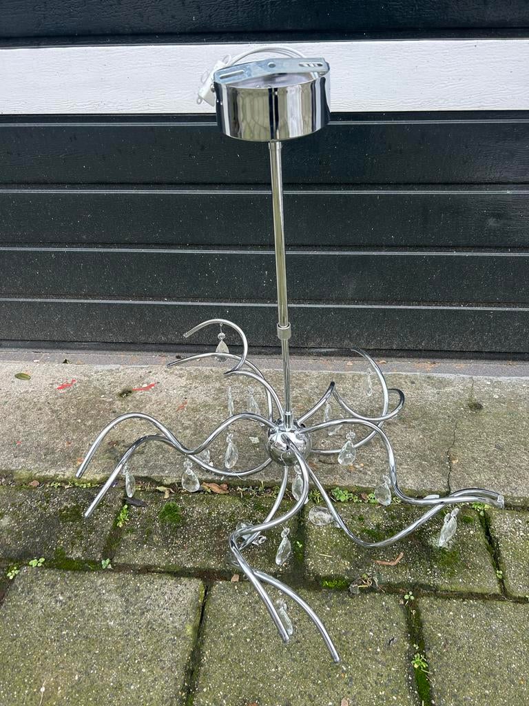 Moderne hanglamp met kristallen, nieuw, Ophalen, Nieuw, Metaal, 50 tot 75 cm