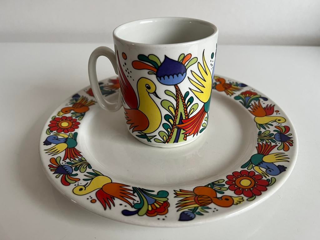 Set Villeroy & Boch Acapulco Bord en Mok Gele Vogel 70’s, Ophalen of Verzenden