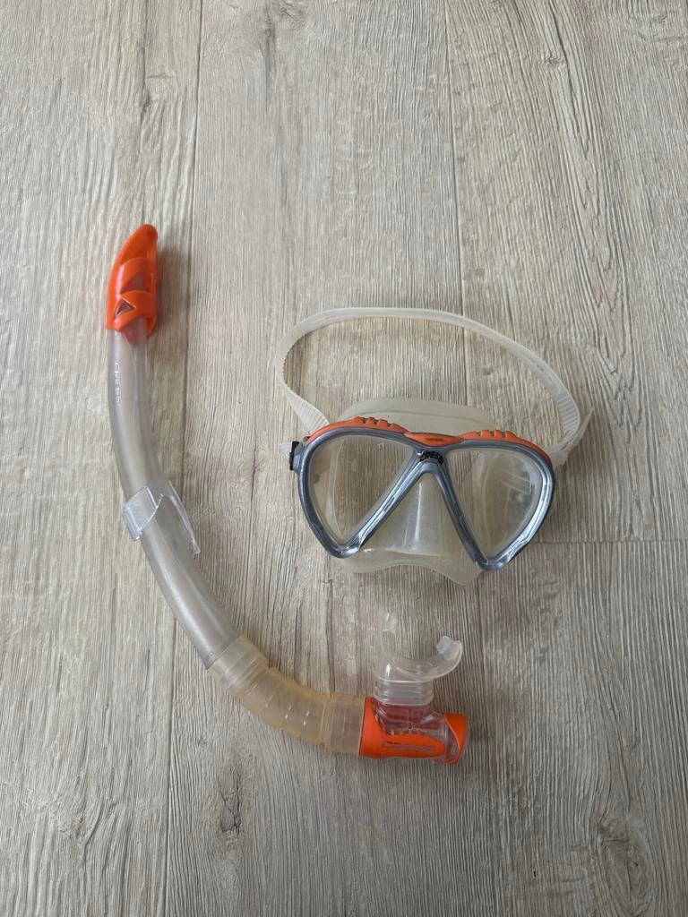 Cressi duikbril en snorkel set - Oranje/Transparant, Ophalen of Verzenden, Gebruikt, Overige