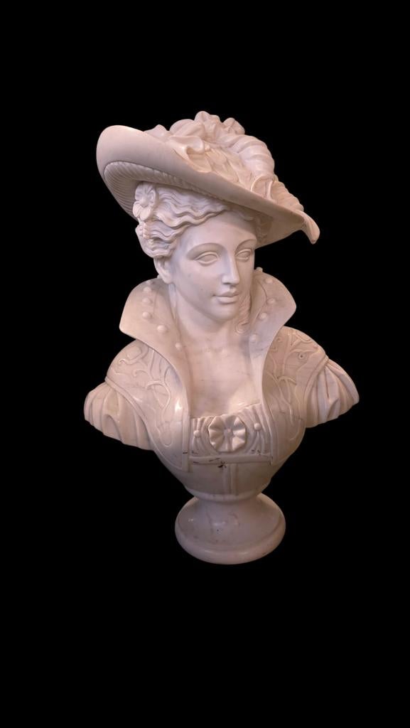 Zeer grote en zware antiek marmeren buste, Ophalen, Buste, 50 - 100 cm, Handgemaakt