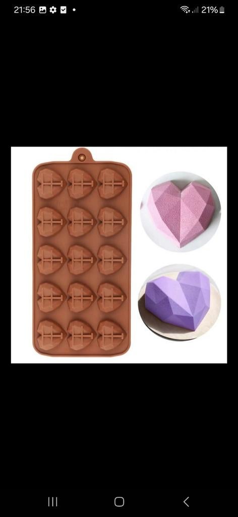 Siliconen Bakvorm Hartjes of Chocolade Reepjes, Ophalen, Nieuw, Taarten of Cupcakes, Bakvorm