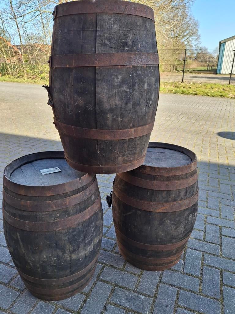 Kleine eiken wiskeyvat hoog 66 cm, Tuin en Terras, Regentonnen, 75 tot 150 liter, Ophalen, Hout