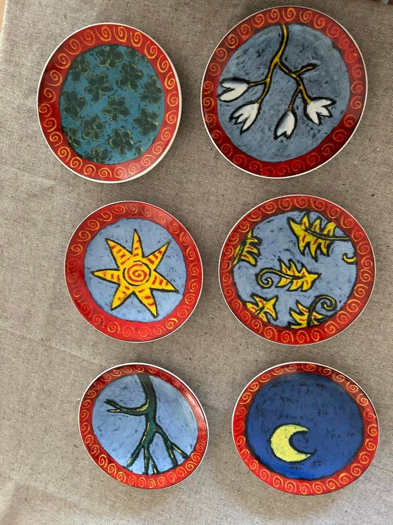 6 bordjes en mokken van Jacques Tange, Ophalen of Verzenden