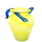 Schitterende Murano Geel Blauw Glazen Vaas Romeins Model, Ophalen of Verzenden