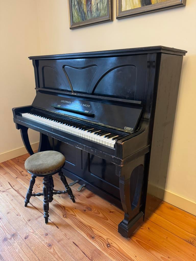 Antieke Grotrian Steinweg piano, Muziek en Instrumenten, Ophalen, Gebruikt, Zwart, Piano