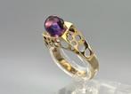 Gouden Vintage ring met edelsteen amethist. 2026/220., ., Paars, Nieuw, Ophalen of Verzenden