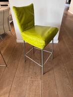 4 label Gerard van den Berg barkrukken groen leer, Huis en Inrichting, Barkrukken, Ophalen, Gebruikt, Met voetsteun, 60 tot 90 cm