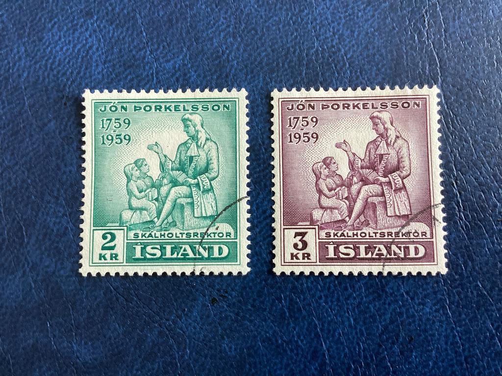 IJsland -Jón Þorkelsson 1759-1959 -Mi.331/32, Ophalen of Verzenden, Gestempeld